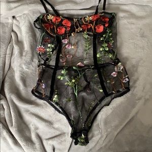 Flowered Mesh bodysuit